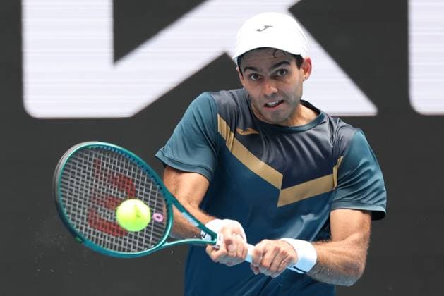 14th January 2024; Melbourne Park, Melbourne, Victoria, Australia; Australian Open Tennis Championship Day 1; Facundo Diaz Acosta (BRA) in action during his round one singles match against Taylor Fritz (USA)  ActionPlus12597240 NaFoto