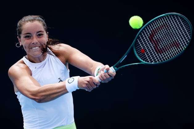 January 14, 2024, Melbourne, Victoria, Australia: MELBOURNE, AUSTRALIA - JANUARY 14: Jodie Burrage of United Kingdom plays Tamara Korpatsch of Germany pon Day 1 of the 2024 Australian Open at Melbourne Park on January 14, 2024 in Melbourne, Australia. Melbourne Australia - ZUMAp121 20240114_zsp_p121_119 Copyright: xChrisxPutnamx