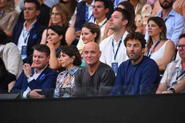 Sport Bilder des Tages 2024 Australian Open - Melbourne Former tennis champion Andre Agassi (USA) attends the matches at the 2024 Australian Open at Melbourne Park in Melbourne, AUSTRALIA, on January 14, 2024. Photo by Corinne Dubreuil ABACAPRESS.COM Melbourne Australia  Copyright: xDubreuilxCorinne ABACAx