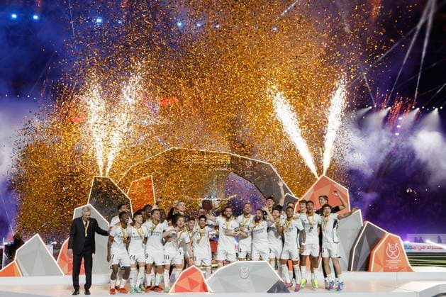 Bilder des Jahres 2024, Sport 01 Januar Sport Themen der Woche KW02 Sport Bilder des Tages Real Madrid s players jubilate after winning the Spanish Supercup final soccer match against FC Barcelona, Barca at Al Awwal Park stadium in Riyadh, Saudi Arabia, 14 January 2024. Real Madrid - FC Barcelona !ACHTUNG: NUR REDAKTIONELLE NUTZUNG!  Copyright: xJuanxCarlosxCardenasx GRAF5267 0388188290st