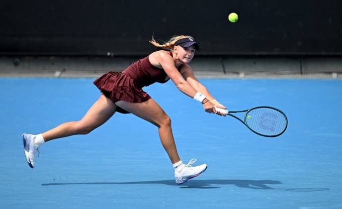 TENNIS AUSTRALIAN OPEN, Taylah Preston of Australia returns during her first round match against Elina Svitolina of Ukraine on Day 2 of the 2024 Australian Open at Melbourne Park in Melbourne, Monday, January 15, 2024. ( NO ARCHIVING, EDITORIAL USE ONLY, NO USE IN BOOKS WITHOUT CONSENT MELBOURNE VICTORIA AUSTRALIA  Copyright: xJAMESxROSSx 20240115001889142282