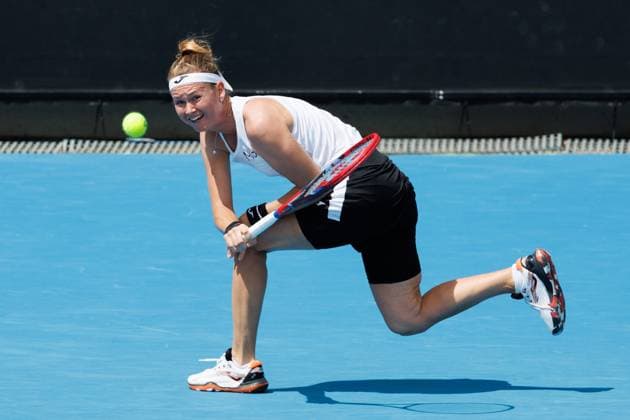 January 15, 2024: 31st seed MARIE BOUZKOVA of the Czech Republic in action against LINDA NOSKOVA of the Czech Republic on Court 3 in a Women s Singles 1st round match on day 2 of the 2024 Australian Open in Melbourne, Australia. Cal Media USA - ZUMAc04_ 20240115_faf_c04_007 Copyright: xSydneyxLowx