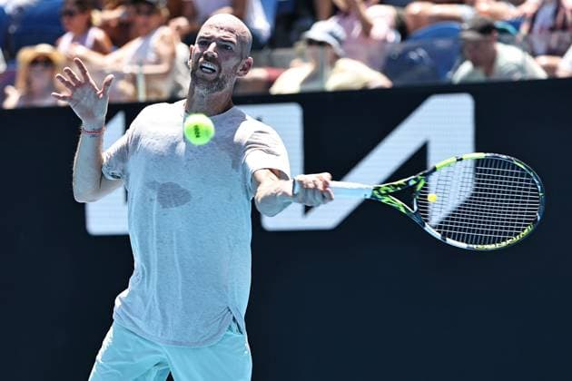 Adrian Mannarino, FRA, during first round of 2024 Australian Open in Melbourne, 15 01 2023; -
