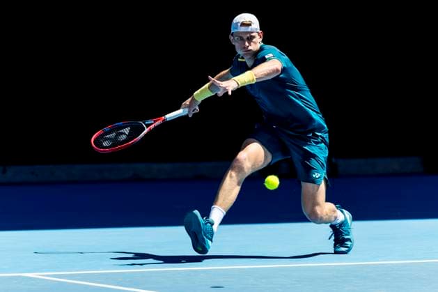 MELBOURNE, VIC - JANUARY 15: Zizou Bergs of Belgium in action during Round 1 of the 2024 Australian Open on January 15 2024, at Melbourne Park in Melbourne, Australia. (Photo by Jason Heidrich Icon Sportswire) TENNIS: JAN 15 Australian Open EDITORIAL USE ONLY Icon240115125