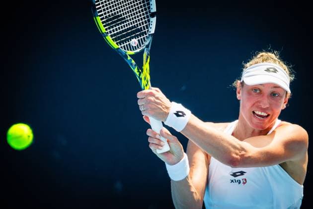 Belgian Yanina Wickmayer pictured in action during a tennis match against French Gracheva, in round 1 of the women s singles tournament at the Australian Open Grand Slam, Monday 15 January 2024 in Melbourne Park, Melbourne, Australia. The 2024 edition of the Australian Grand Slam takes place from January 14th to January 28th. PATRICKxHAMILTON  x84007815x