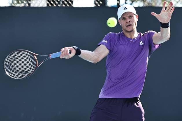 Yannick Hanfmann, GER, during first round of 2024 Australian Open in Melbourne, 15 01 2023; -