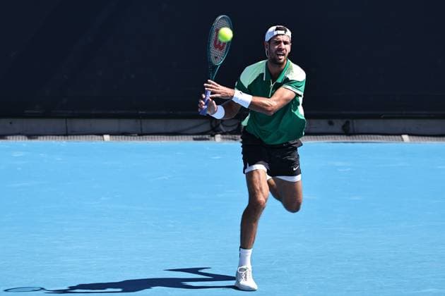 Karen Khachanov, RUS, during first round of 2024 Australian Open in Melbourne, 15 01 2023; -