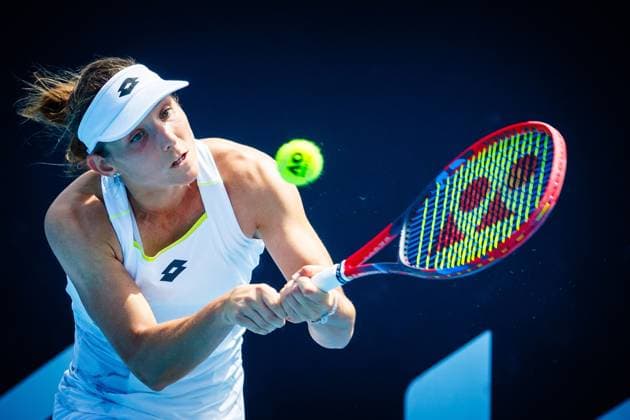 Russian-French Varvara Gracheva pictured in action during a tennis match against Belgian Wickmayer, in round 1 of the women s singles tournament at the Australian Open Grand Slam, Monday 15 January 2024 in Melbourne Park, Melbourne, Australia. The 2024 edition of the Australian Grand Slam takes place from January 14th to January 28th. PATRICKxHAMILTON  x84009863x