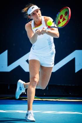 Russian-French Varvara Gracheva pictured in action during a tennis match against Belgian Wickmayer, in round 1 of the women s singles tournament at the Australian Open Grand Slam, Monday 15 January 2024 in Melbourne Park, Melbourne, Australia. The 2024 edition of the Australian Grand Slam takes place from January 14th to January 28th. PATRICKxHAMILTON  x84009871x