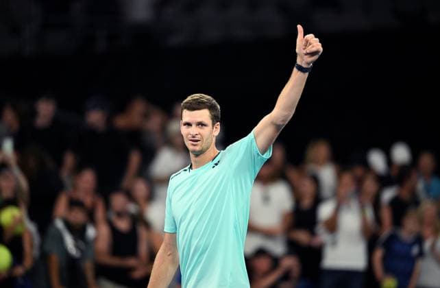 TENNIS AUSTRALIAN OPEN, Hubert Hurkacz of Poland reacts after winning his first round match against Omar Jasika of Australia on Day 2 of the 2024 Australian Open at Melbourne Park in Melbourne, Monday, January 15, 2024. ( NO ARCHIVING, EDITORIAL USE ONLY, NO USE IN BOOKS WITHOUT CONSENT MELBOURNE VICTORIA AUSTRALIA  Copyright: xJAMESxROSSx 20240115001889274597