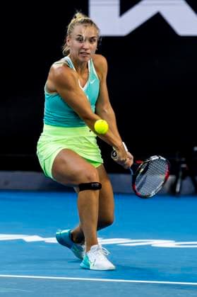 MELBOURNE, VIC - JANUARY 15: Yulia Starodubtseva of Ukraine in action during Round 1 of the 2024 Australian Open on January 15 2024, at Melbourne Park in Melbourne, Australia. (Photo by Jason Heidrich Icon Sportswire) TENNIS: JAN 15 Australian Open EDITORIAL USE ONLY Icon240115202