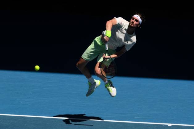 Stefanos Tsitsipas (GRE) in action during his first round match Australian Open, Day Two, Tennis, Melbourne Park, Melbourne, Australia - 15 Jan 2024  Copyright: xJamesxGourley Shutterstockx 14297582cg