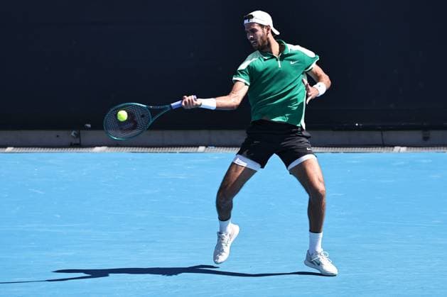 Karen Khachanov, RUS, during first round of 2024 Australian Open in Melbourne, 15 01 2023; -