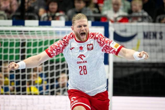 15.01.2024 - Handball - Herren - EHF - EM 2024 - Polen - Faeroeer Maciej Gebala (Polen) Berlin Mercedes-Benz Arena Berlin Berlin Deutschland KlausTrotter-20240115-1197