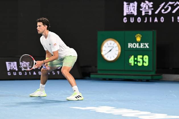 TENNIS AUSTRALIAN OPEN, Dominic Thiem of Austria waits to receive during his first round match against Felix Auger-Aliassime of Canada on Day 2 of the 2024 Australian Open at Melbourne Park in Melbourne, Monday, January 15, 2024. ( NO ARCHIVING, EDITORIAL USE ONLY, NO USE IN BOOKS WITHOUT CONSENT MELBOURNE VICTORIA AUSTRALIA  Copyright: xLUKASxCOCHx 20240116001889544734