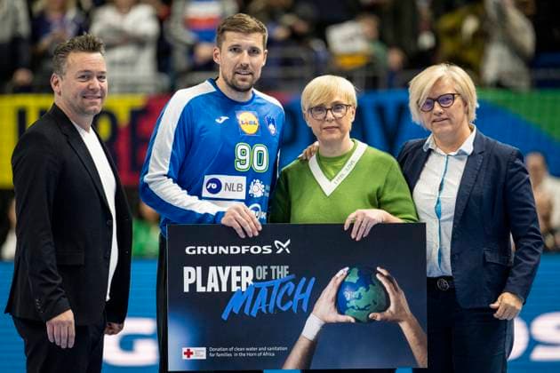 15.01.2024 - Handball - Herren - EHF - EM 2024 - Norwegen - Slowenien Urban Lesjak (Torhueter, Slowenien) Berlin Mercedes-Benz Arena Berlin Berlin Deutschland KlausTrotter-20240115-7128