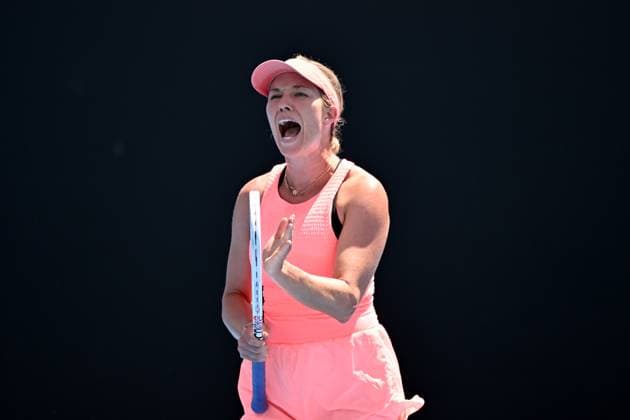 TENNIS AUSTRALIAN OPEN, Danielle Collins of the USA reacts during her match against Angelique Kerber of Germany on Day 3 of the 2024 Australian Open at Melbourne Park in Melbourne, Tuesday, January 16, 2024. ( NO ARCHIVING, EDITORIAL USE ONLY, NO USE IN BOOKS WITHOUT CONSENT MELBOURNE VICTORIA AUSTRALIA  Copyright: xJAMESxROSSx 20240116001889627419