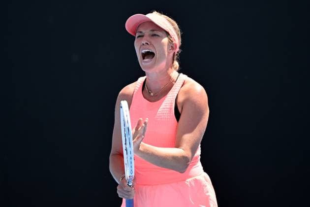 TENNIS AUSTRALIAN OPEN, Danielle Collins of the USA reacts during her match against Angelique Kerber of Germany on Day 3 of the 2024 Australian Open at Melbourne Park in Melbourne, Tuesday, January 16, 2024. ( NO ARCHIVING, EDITORIAL USE ONLY, NO USE IN BOOKS WITHOUT CONSENT MELBOURNE VICTORIA AUSTRALIA  Copyright: xJAMESxROSSx 20240116001889627486