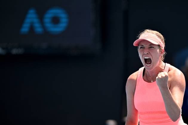 TENNIS AUSTRALIAN OPEN, Danielle Collins of the USA reacts during her match against Angelique Kerber of Germany on Day 3 of the 2024 Australian Open at Melbourne Park in Melbourne, Tuesday, January 16, 2024. ( NO ARCHIVING, EDITORIAL USE ONLY, NO USE IN BOOKS WITHOUT CONSENT MELBOURNE VICTORIA AUSTRALIA  Copyright: xJAMESxROSSx 20240116001889627654