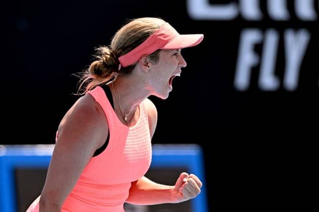 TENNIS AUSTRALIAN OPEN, Danielle Collins of the USA celebrates her win over Angelique Kerber of Germany on Day 3 of the 2024 Australian Open at Melbourne Park in Melbourne, Tuesday, January 16, 2024. ( NO ARCHIVING, EDITORIAL USE ONLY, NO USE IN BOOKS WITHOUT CONSENT MELBOURNE VICTORIA AUSTRALIA  Copyright: xJAMESxROSSx 20240116001889633876