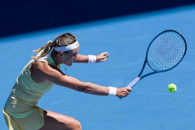 January 16, 2024: 18th seed VICTORIA AZARENKA of Belarus in action against CAMILA GIORGI of Italy on Margaret Court Arena in a Women s Singles 1st round match on day 3 of the 2024 Australian Open in Melbourne, Australia. Cal Media USA - ZUMAc04_ 20240116_faf_c04_024 Copyright: xSydneyxLowx