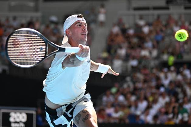 TENNIS AUSTRALIAN OPEN, Thanasi Kokkinakis of Australia returns during his round 1 match against Sebastian Ofner of Austria on Day 3 of the 2024 Australian Open at Melbourne Park in Melbourne, Tuesday, January 16, 2024. ( NO ARCHIVING, EDITORIAL USE ONLY, NO USE IN BOOKS WITHOUT CONSENT MELBOURNE VICTORIA AUSTRALIA  Copyright: xJAMESxROSSx 20240116001889643967