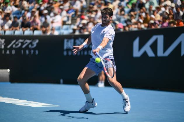 Cameron Norrie (GBR) in action during his first round match Australian Open, Day Two, Tennis, Melbourne Park, Melbourne, Australia - 16 Jan 2024  Copyright: xJamesxGourley Shutterstockx 14302243p