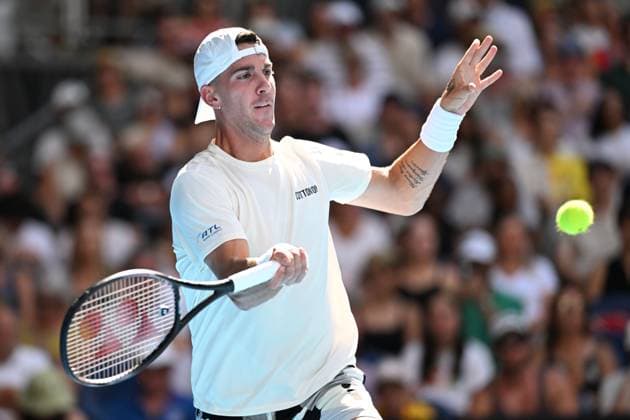 TENNIS AUSTRALIAN OPEN, Thanasi Kokkinakis of Australia returns during his round 1 match against Sebastian Ofner of Austria on Day 3 of the 2024 Australian Open at Melbourne Park in Melbourne, Tuesday, January 16, 2024. ( NO ARCHIVING, EDITORIAL USE ONLY, NO USE IN BOOKS WITHOUT CONSENT MELBOURNE VICTORIA AUSTRALIA  Copyright: xJAMESxROSSx 20240116001889647452