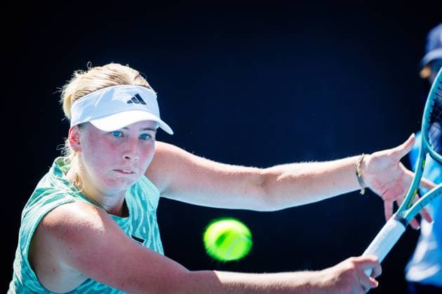 Clara Tauson WTA, Tennis Damen 96) pictured in action during a tennis match between Belgian Minnen and Danish Tauson, in round 1 of the women s singles tournament at the Australian Open Grand Slam, Tuesday 16 January 2024 in Melbourne Park, Melbourne, Australia. The 2024 edition of the Australian Grand Slam takes place from January 14th to January 28th. PATRICKxHAMILTON  x84084160x