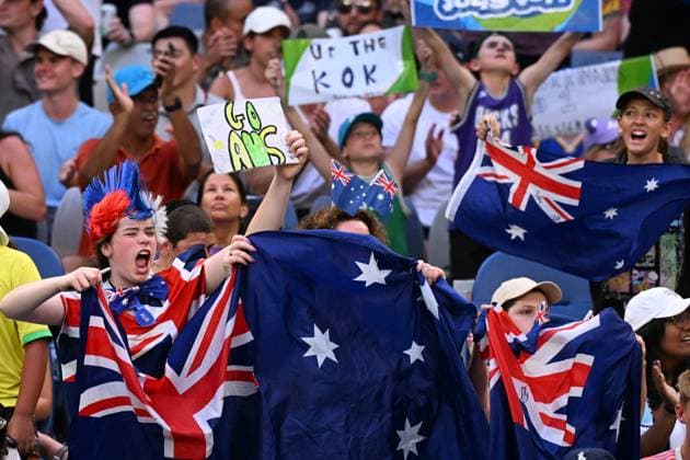 TENNIS AUSTRALIAN OPEN, Supporters of Thanasi Kokkinakis of Australia during his round 1 match against Sebastian Ofner of Austria on Day 3 of the 2024 Australian Open at Melbourne Park in Melbourne, Tuesday, January 16, 2024. ( NO ARCHIVING, EDITORIAL USE ONLY, NO USE IN BOOKS WITHOUT CONSENT MELBOURNE VICTORIA AUSTRALIA  Copyright: xJAMESxROSSx 20240116001889681377