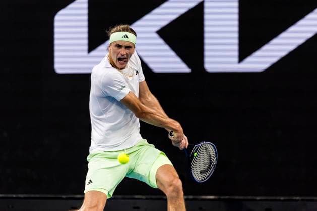 MELBOURNE, VIC - JANUARY 16: Alexander Zverev of Germany in action during Round 1 of the 2024 Australian Open on January 16 2024, at Melbourne Park in Melbourne, Australia. (Photo by Jason Heidrich Icon Sportswire) TENNIS: JAN 16 Australian Open EDITORIAL USE ONLY Icon240116207