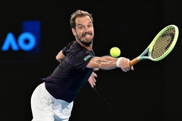 TENNIS AUSTRALIAN OPEN, Richard Gasquet of France in action during his round 1 match against Carlos Alcaraz of Spain on Day 3 of the 2024 Australian Open at Melbourne Park in Melbourne, Tuesday, January 16, 2024. ( NO ARCHIVING, EDITORIAL USE ONLY, NO USE IN BOOKS WITHOUT CONSENT MELBOURNE VICTORIA AUSTRALIA  Copyright: xLUKASxCOCHx 20240116001889717886