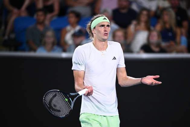 TENNIS AUSTRALIAN OPEN, Alexander Zverev of Germany reacts during his round 1 match against Dominik Koepfer of Germany on Day 3 of the 2024 Australian Open at Melbourne Park in Melbourne, Tuesday, January 16, 2024. ( NO ARCHIVING, EDITORIAL USE ONLY, NO USE IN BOOKS WITHOUT CONSENT MELBOURNE VICTORIA AUSTRALIA  Copyright: xJOELxCARRETTx 20240116001889718871