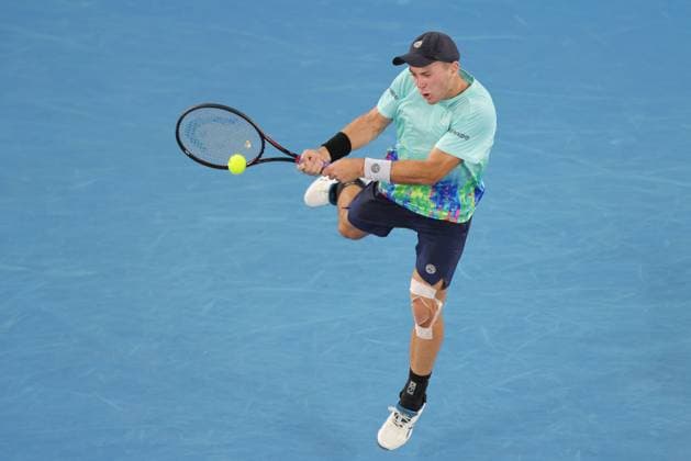 Dominik Köpfer, GER, during first round of 2024 Australian Open in Melbourne, 16 01 2023; -