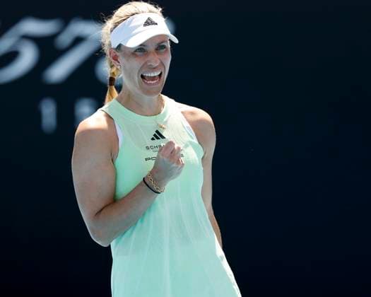 Angelique Kerber (GER) jubelt nach einem gewonnen Satz, Emotion, Freude, Australian Open 2024, Melbourne Park, Melbourne, Victoria, Australia. Copyright: xJuergenxHasenkopfx