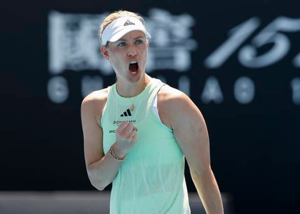 Angelique Kerber (GER) jubelt nach einem gewonnen Satz, Emotion, Freude, Australian Open 2024, Melbourne Park, Melbourne, Victoria, Australia. Copyright: xJuergenxHasenkopfx