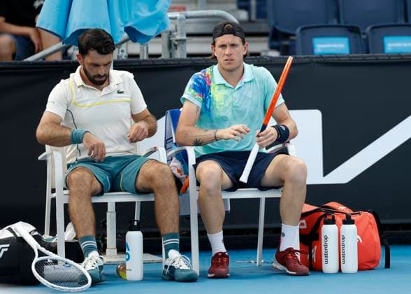 Romain Arneodo und Sam Weissborn, Herren Doppel, Australian Open 2024, Melbourne Park, Melbourne, Victoria, Australia. Copyright: xJuergenxHasenkopfx