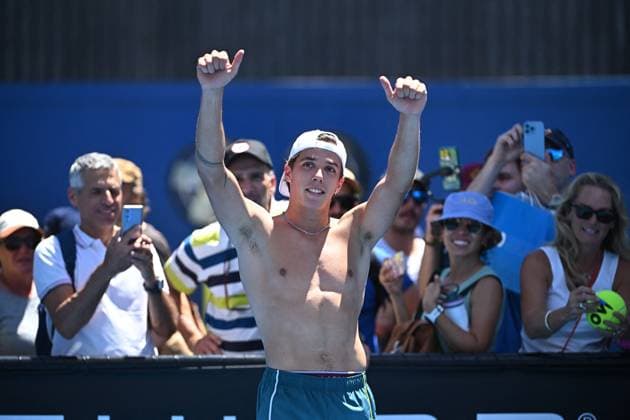 2024 Australian Open - Melbourne Arthur Cazaux (FRA) during his first round match at the 2024 Australian Open at Melbourne Park in Melbourne, AUSTRALIA, on January 16, 2024. Photo by Corinne Dubreuil ABACAPRESS.COM Melbourne Australia  Copyright: xDubreuilxCorinne ABACAx