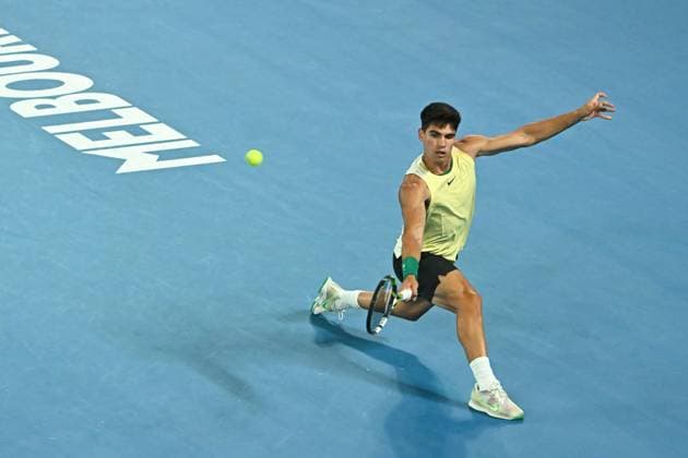 2024 Australian Open - Melbourne Carlos Alcaraz (ESP) during his first round match at the 2024 Australian Open at Melbourne Park in Melbourne, AUSTRALIA, on January 16, 2024. Photo by Corinne Dubreuil ABACAPRESS.COM Melbourne Australia  Copyright: xDubreuilxCorinne ABACAx
