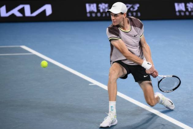 Jannik Sinner (ITA) in action during his second round match Australian Open, Day Four, Tennis, Melbourne Park, Melbourne, Australia - 17 Jan 2024  Copyright: xJamesxGourley Shutterstockx 14297589bv