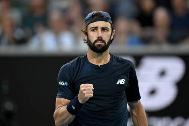 TENNIS AUSTRALIAN OPEN, Jordan Thompson of Australia reacts during his round 2 match against Stafanos Tsitsipas of Greece on Day 4 of the 2024 Australian Open at Melbourne Park in Melbourne, Wednesday, January 17, 2024. ( NO ARCHIVING, EDITORIAL USE ONLY, NO USE IN BOOKS WITHOUT CONSENT MELBOURNE VICTORIA AUSTRALIA  Copyright: xLUKASxCOCHx 20240117001890109802