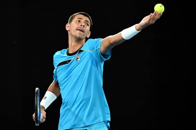 TENNIS AUSTRALIAN OPEN, Alexei Popyrin of Australia serves during his round 2 match against Novak Djokovic of Serbia on Day 4 of the 2024 Australian Open at Melbourne Park in Melbourne, Wednesday, January 17, 2024. ( NO ARCHIVING, EDITORIAL USE ONLY, NO USE IN BOOKS WITHOUT CONSENT MELBOURNE VICTORIA AUSTRALIA  Copyright: xJAMESxROSSx 20240117001890123880