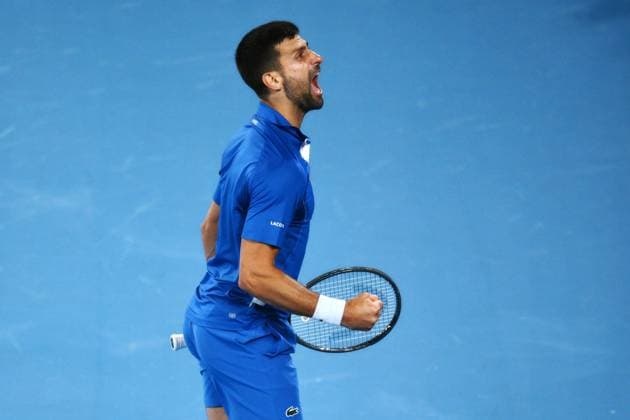 Novak Djokovic (SRB) celebrates winning his second round match Australian Open, Day Four, Tennis, Melbourne Park, Melbourne, Australia - 17 Jan 2024  Copyright: xJamesxGourley Shutterstockx 14297589mn