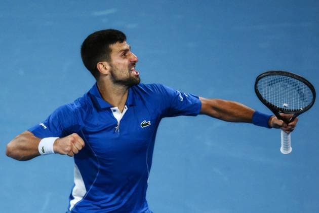 Novak Djokovic (SRB) celebrates winning his second round match Australian Open, Day Four, Tennis, Melbourne Park, Melbourne, Australia - 17 Jan 2024  Copyright: xJamesxGourley Shutterstockx 14297589nj