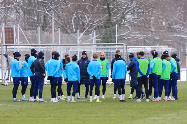 DEU, DFL, 2. FBL Hertha BSC, Training, 17.01.2024, Sportforum, Berlin, DEU, DFL, 2. FBL Hertha BSC, Training, im Bild Hertha-Spielerkreis DFL - regulations prohibit any use of Photographs as image sequences and or quasi-video Foto: Juergen Engler nordphoto GmbH