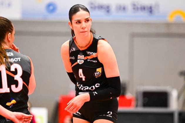 CEV Volleyball Cup 2024, Dresdner SC vs. Viteos Neuchatel UC, Dresden, 17.01.2024 Maddie Haynes (Viteos Neuchatel UC, 4) CEV Volleyball Cup 2024, Dresdner SC vs. Viteos Neuchatel UC am 17.01.2024 in der Margon Arena Dresden Copyright: xBEAUTIFULxSPORTS Hoepnerx