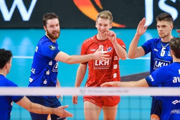 2024.01.17 Jastrzebie-Zdroj siatkowka mezczyzn CEV Liga Mistrzow Jastrzebski Wegiel - SVG Luneburg N z Jesse William Elser Gage Thomas Worsley Erik Rohrs Foto Lukasz Laskowski PressFocus 2024.01.17 Jastrzebie-Zdroj CEV Volleyball Men Champions League Jastrzebski Wegiel - SVG Luneburg Jesse William Elser Gage Thomas Worsley Erik Rohrs Credit: Lukasz Laskowski PressFocus NEWSPIX.PL --- Newspix.pl POLAND OUT!  20240117xluk00452