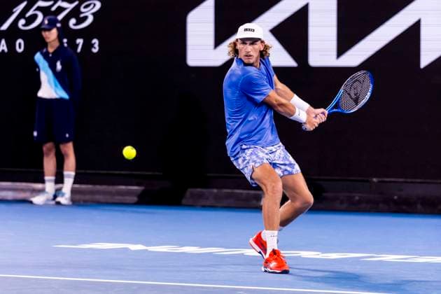 MELBOURNE, VIC - JANUARY 18: Max Purcell of Australia in action during Round 2 of the 2024 Australian Open on January 18 2024, at Melbourne Park in Melbourne, Australia. (Photo by Jason Heidrich Icon Sportswire) TENNIS: JAN 18 Australian Open EDITORIAL USE ONLY Icon240118102