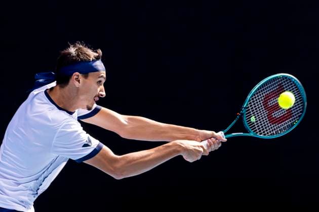 MELBOURNE, VIC - JANUARY 18: Lorenzo Sonego of Italy in action during Round 2 of the 2024 Australian Open on January 18 2024, at Melbourne Park in Melbourne, Australia. (Photo by Jason Heidrich Icon Sportswire) TENNIS: JAN 18 Australian Open EDITORIAL USE ONLY Icon240118162