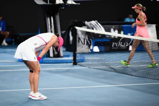 Iga Swiatek (POL) celebrates winning her second round match Australian Open, Day Five, Tennis, Melbourne Park, Melbourne, Australia - 18 Jan 2024  Copyright: xJamesxGourley Shutterstockx 14305233dh